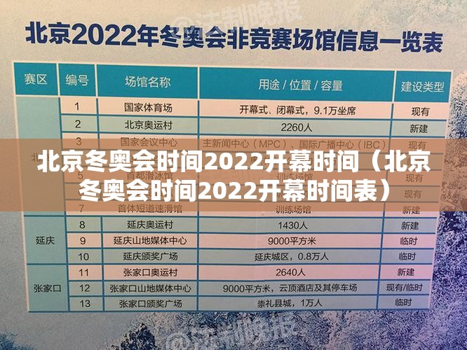 北京冬奥会时间2022开幕时间(北京冬奥会时间2022开幕时间表) 北京冬奥会时间2022开幕时间(北京冬奥会时间2022开幕时间表)