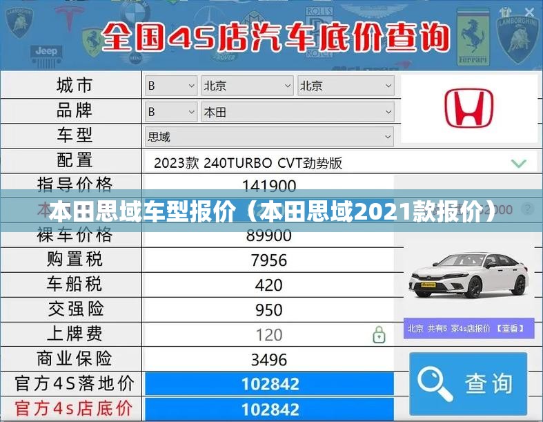 本田思域车型报价（本田思域2021款报价）