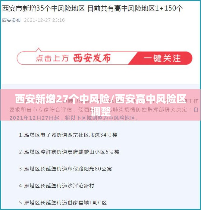 西安新增27个中风险/西安高中风险区调整 西安新增27个中风险/西安高中风险区调整