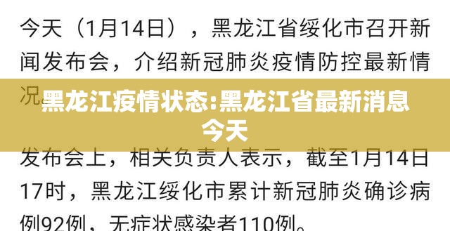黑龙江疫情状态:黑龙江省最新消息今天