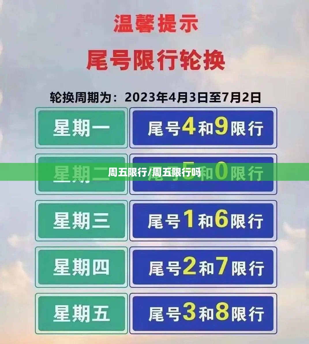 周五限行/周五限行吗