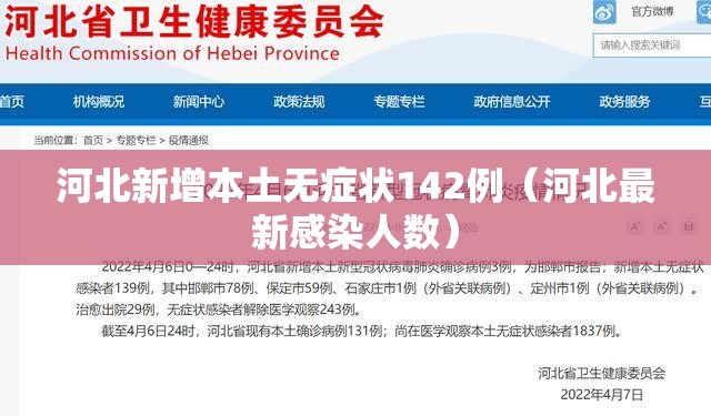 河北新增本土无症状142例（河北最新感染人数）