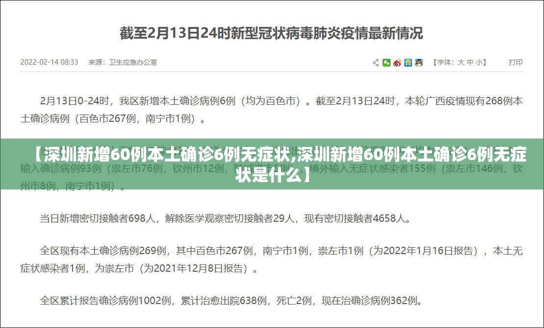 【深圳新增60例本土确诊6例无症状,深圳新增60例本土确诊6例无症状是什么】