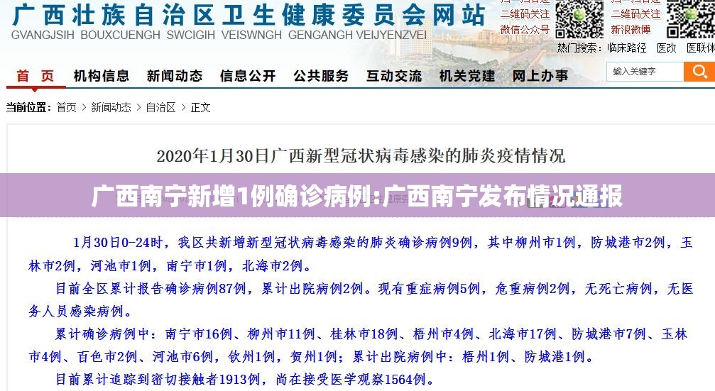广西南宁新增1例确诊病例:广西南宁发布情况通报 广西南宁新增1例确诊病例:广西南宁发布情况通报