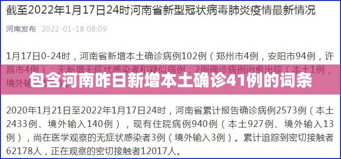 包含河南昨日新增本土确诊41例的词条 包含河南昨日新增本土确诊41例的词条