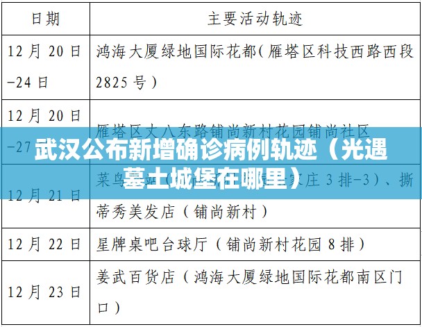 武汉公布新增确诊病例轨迹（光遇墓土城堡在哪里）