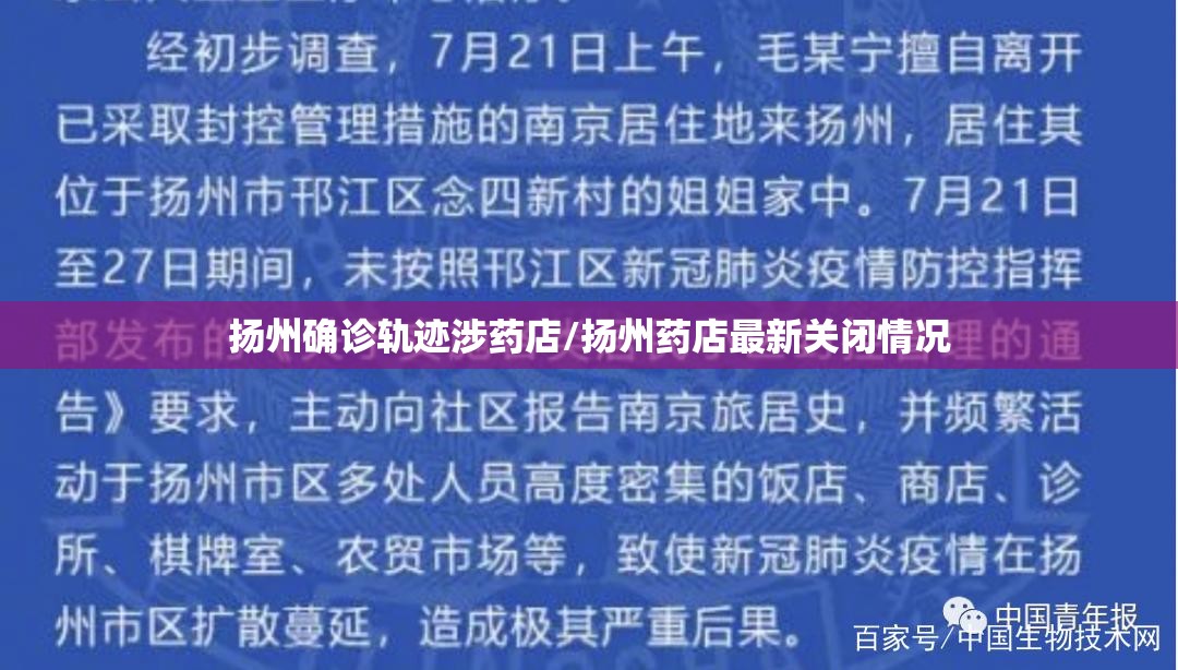扬州确诊轨迹涉药店/扬州药店最新关闭情况 扬州确诊轨迹涉药店/扬州药店最新关闭情况