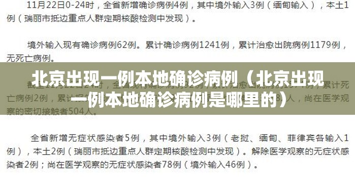 北京出现一例本地确诊病例（北京出现一例本地确诊病例是哪里的）