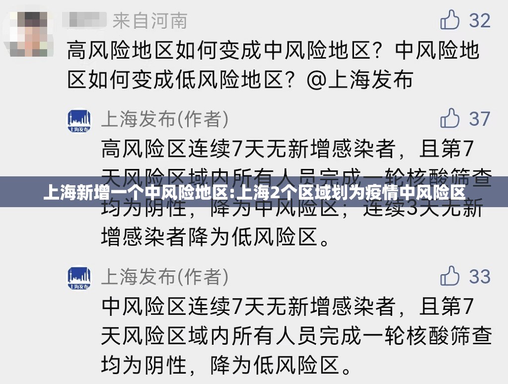 上海新增一个中风险地区:上海2个区域划为疫情中风险区 上海新增一个中风险地区:上海2个区域划为疫情中风险区