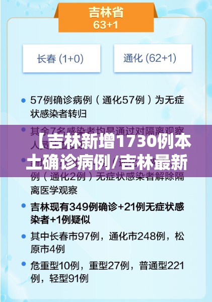 【吉林新增1730例本土确诊病例/吉林最新病毒】 【吉林新增1730例本土确诊病例/吉林最新病毒】