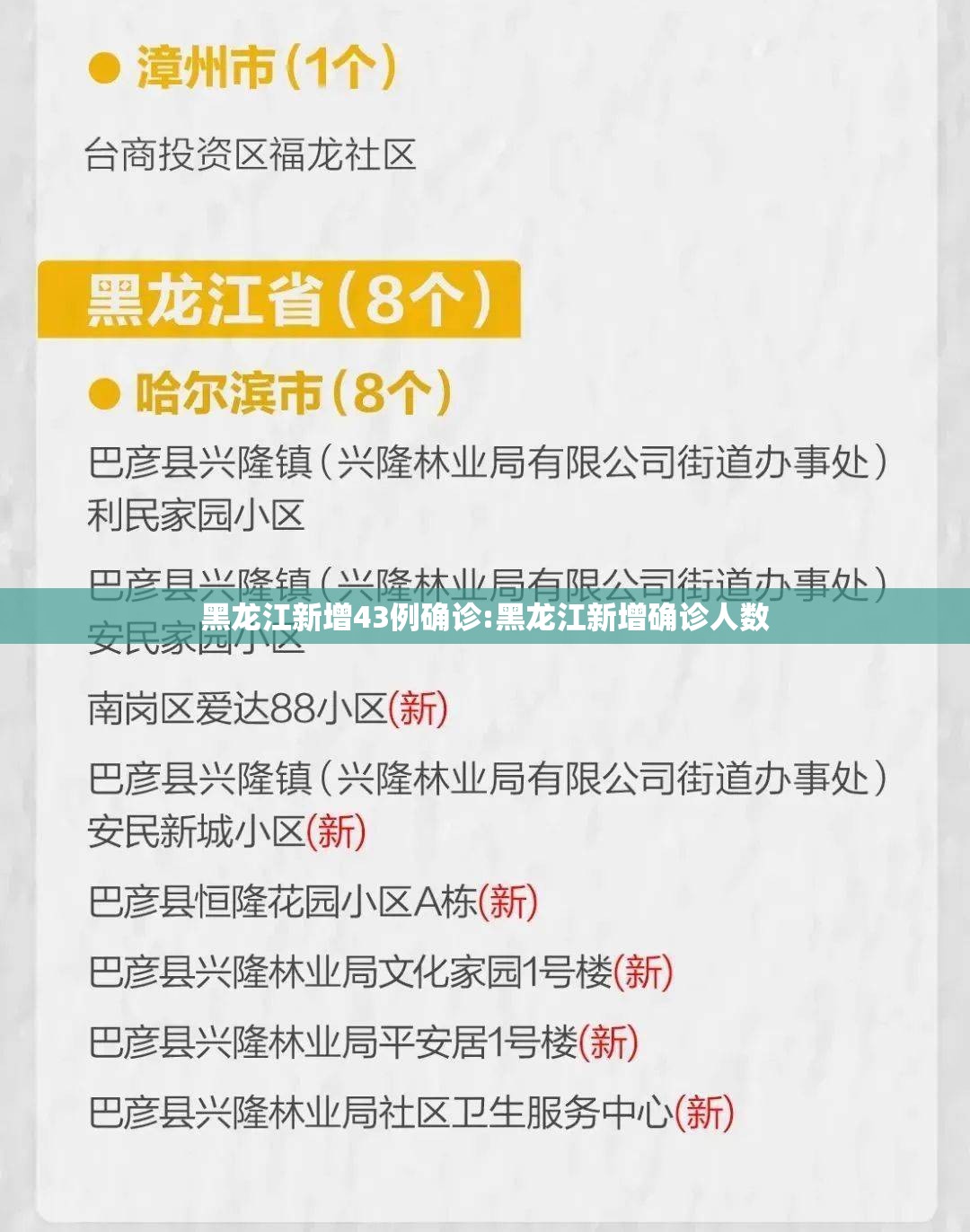 黑龙江新增43例确诊:黑龙江新增确诊人数 黑龙江新增43例确诊:黑龙江新增确诊人数