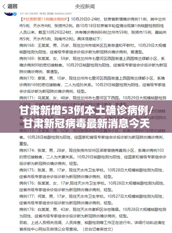 甘肃新增53例本土确诊病例/甘肃新冠病毒最新消息今天 甘肃新增53例本土确诊病例/甘肃新冠病毒最新消息今天