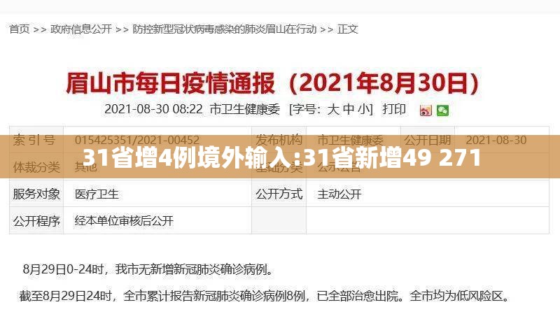 31省增4例境外输入:31省新增49 271 31省增4例境外输入:31省新增49 271