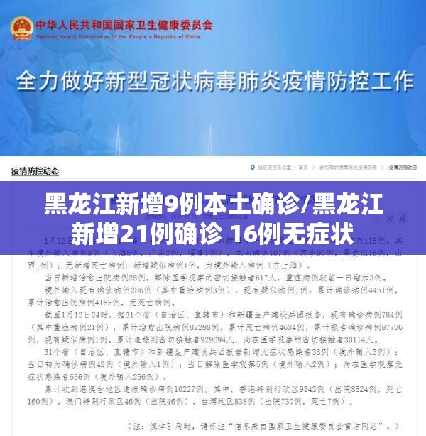 黑龙江新增9例本土确诊/黑龙江新增21例确诊 16例无症状 黑龙江新增9例本土确诊/黑龙江新增21例确诊 16例无症状