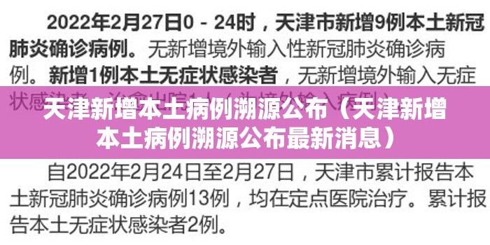 天津新增本土病例溯源公布(天津新增本土病例溯源公布最新消息) 天津新增本土病例溯源公布(天津新增本土病例溯源公布最新消息)