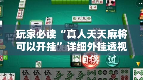 玩家必读“真人天天麻将可以开挂”详细外挂透视辅助软件教程