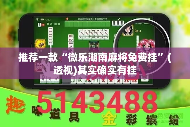 推荐一款“微乐湖南麻将免费挂”(透视)其实确实有挂