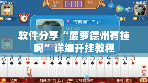 软件分享“菠萝德州有挂吗”详细开挂教程