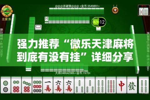 强力推荐“微乐天津麻将到底有没有挂”详细分享装挂步骤