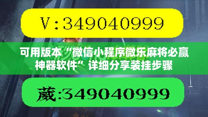 可用版本“微信小程序微乐麻将必赢神器软件”详细分享装挂步骤