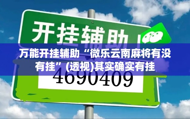 万能开挂辅助“微乐云南麻将有没有挂”(透视)其实确实有挂