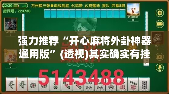 强力推荐“开心麻将外卦神器通用版”(透视)其实确实有挂