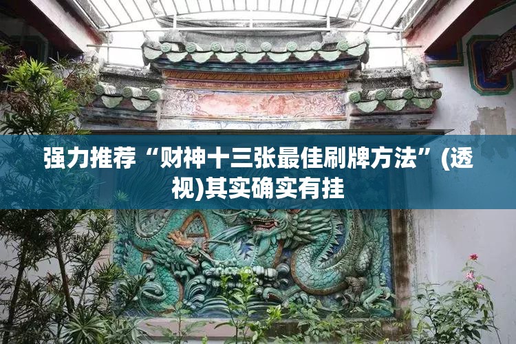 强力推荐“财神十三张最佳刷牌方法”(透视)其实确实有挂