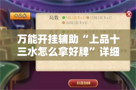 万能开挂辅助“上品十三水怎么拿好牌”详细分享装挂步骤