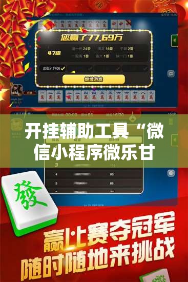 开挂辅助工具“微信小程序微乐甘肃麻将开挂辅助器通用版”开挂详细教程