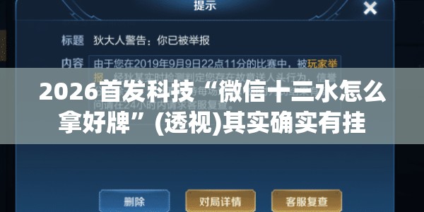 2026首发科技“微信十三水怎么拿好牌	”(透视)其实确实有挂