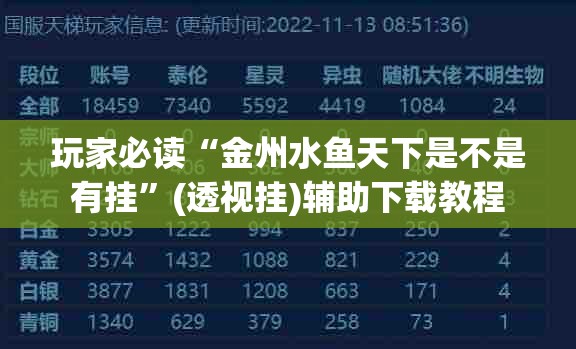 玩家必读“金州水鱼天下是不是有挂	”(透视挂)辅助下载教程