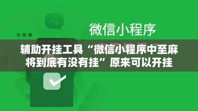 辅助开挂工具“微信小程序中至麻将到底有没有挂	”原来可以开挂