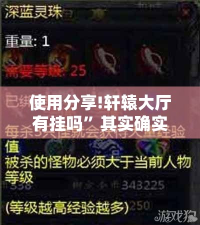 使用分享!轩辕大厅有挂吗	”其实确实有挂