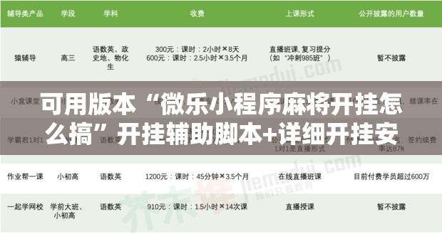 可用版本“微乐小程序麻将开挂怎么搞”开挂辅助脚本+详细开挂安装教程