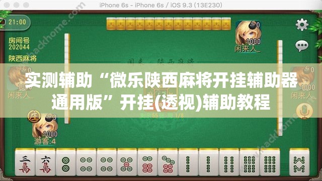 实测辅助“微乐陕西麻将开挂辅助器通用版”开挂(透视)辅助教程