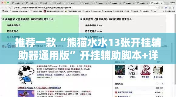 推荐一款“熊猫水水13张开挂辅助器通用版”开挂辅助脚本+详细开挂安装教程