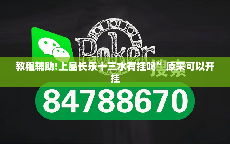 教程辅助!上品长乐十三水有挂吗	”原来可以开挂